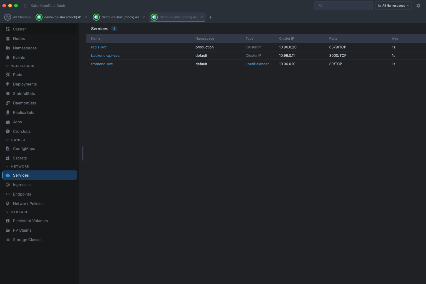 Multiple cluster tabs in one window